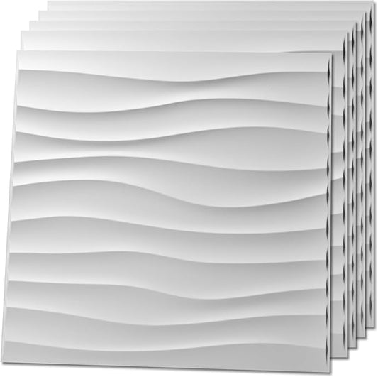 Art3d 12 Pack 3D Wave Design Wall panels 19.7"x19.7" PVC Panel by Art3d