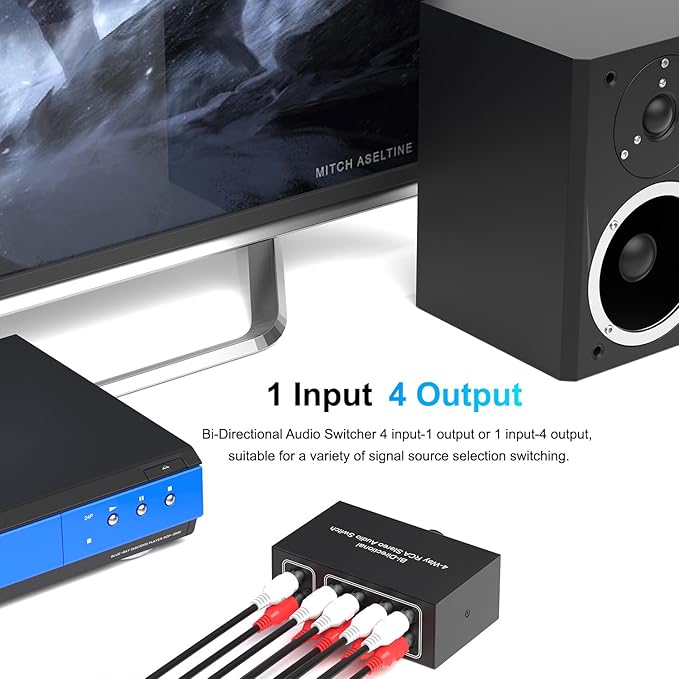Dingsun 4-Way Stereo Audio Switcher, Bi-Directional Right and Left Channel - Image 3