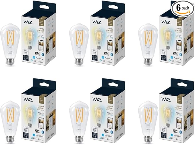 WiZ Clear 60W ST19 Tunable White Filament LED Smart Bulb by WiZConnectedLighting