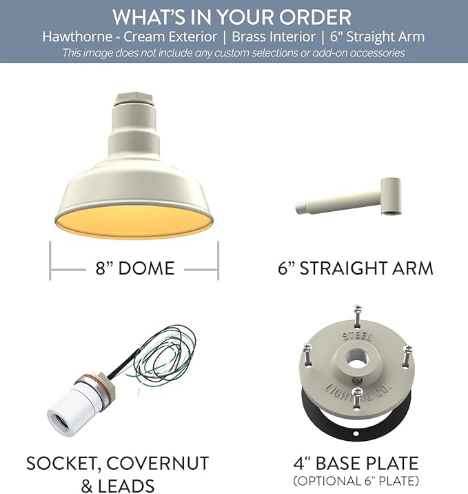 Steel Lighting Co. Hawthorne Barn Light | Outdoor Wall Mounted | 8 inch Dome | - Image 6