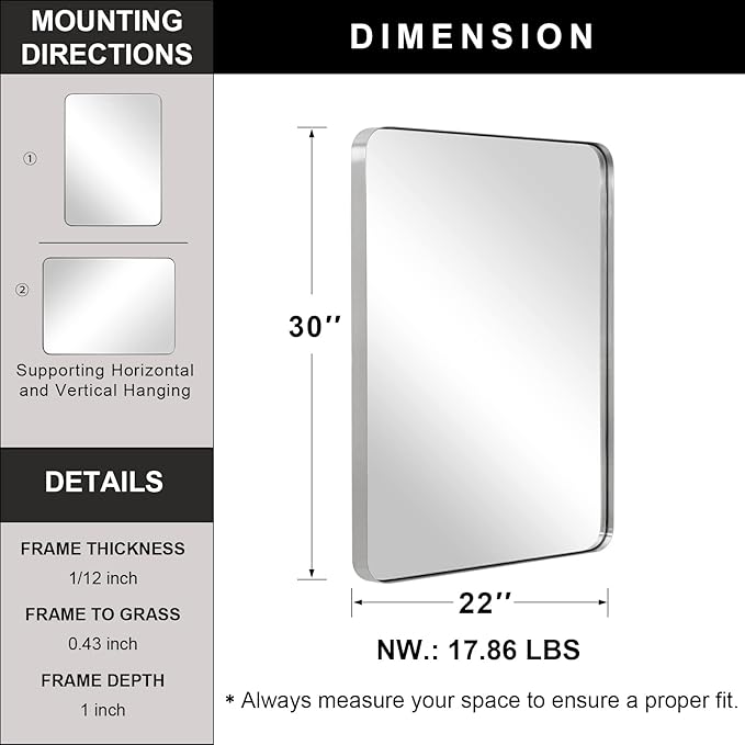 ANDY STAR Brushed Nickel Mirror - Image 5