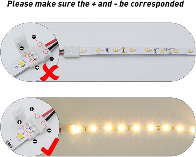 LightingWill 10pcs Pack Strip Wire Solderless Snap Down 2Pin Conductor LED - Image 5
