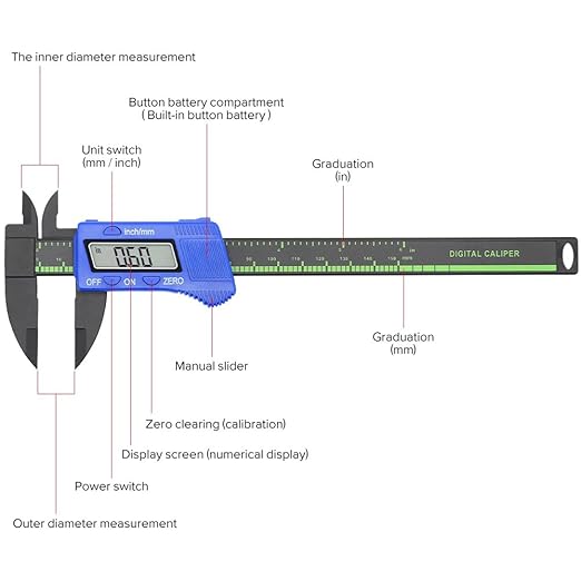 Electronic Digital Caliper, Plastic Vernier Caliper, Caliper Measuring Tool - Image 5