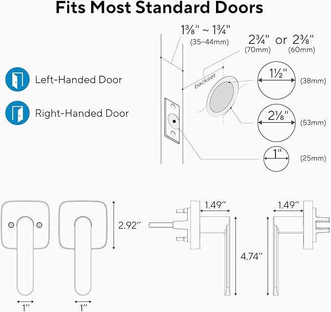 ULTRALOQ Passage Lever Door Handle, Reversible Black Front Door Handle No Lock - Image 7