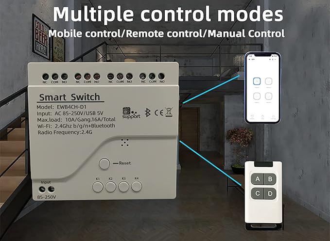 Newgoal 4 Channel Smart WiFi Relay Switching Module USB 5V/AC85V-250V, Supports - Image 4