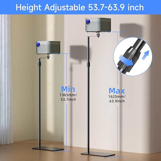 suptek 63.9” Extendable Projector Stand Against Wall Hidden Stand, 360°Swivel - Image 2