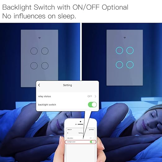 MOES 2.4GHz WiFi Wall Touch Smart Switch Neutral Wire Required, 3 Way - Image 5