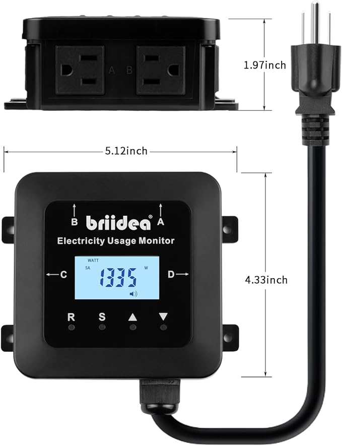 briidea Electricity Usage Monitor, 4-Outlet Power Consumption Watt Voltage Amp - Image 7