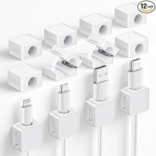 Magnetic Cable Clips, 12 Pack Cord Holder, Desk Cable Management, Adhesive Wire by Unknown