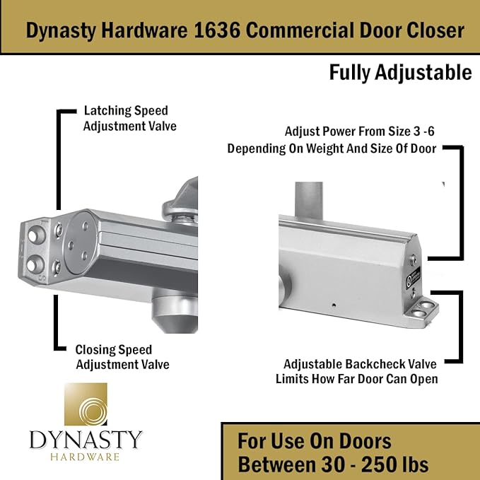 Dynasty Door Closer Adjustable Spring Size 3-6 Hydraulic Automatic Door Closer - Image 4