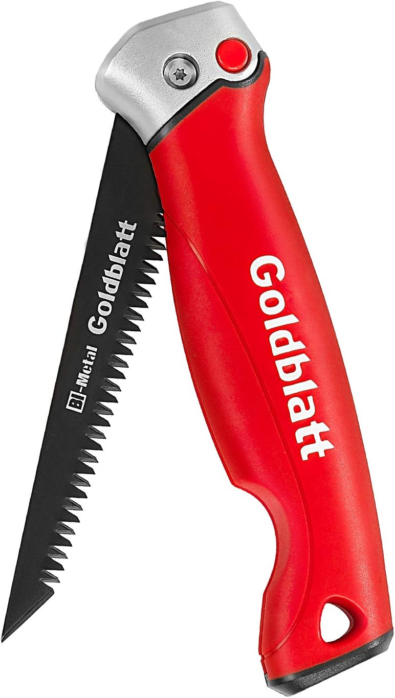 Goldblatt Folding Drywall Saw, 5-Inch Jab Saw for Wallboard, Plywood & PVC | Foldable 5-Inch Blade, Bi-Metal Blade, 8 TPI Triple-Ground Teeth, Faster Cutting, Sharp & Clean Cuts, Soft Grip Handle