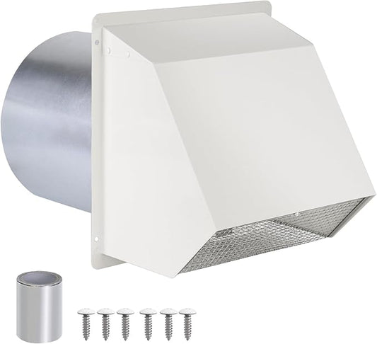 10 Inch Hooded Wall Vent with Screen and Damper, Outdoor Wall Exhaust Vent by JYINCPED