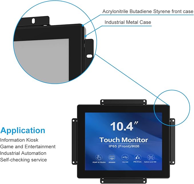 GreenTouch 10.4 inch 10 Points Front Waterproof Industrial Open Frame PCAP - Image 5