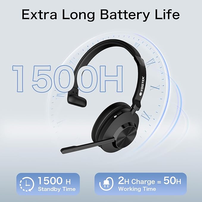 Wireless Headset with Mic for Work, Mute & USB Dongle for PC Computer Laptop - Image 6