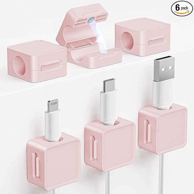 6 Pack Cord Holder, Strong Adhesive Desk Cord Organizer Magnetic Easy Open by Unknown