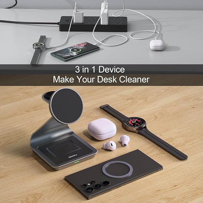 Bonola Wireless Charger for Samsung: Magnetic 3 in 1 Wireless Charging Station - Image 7