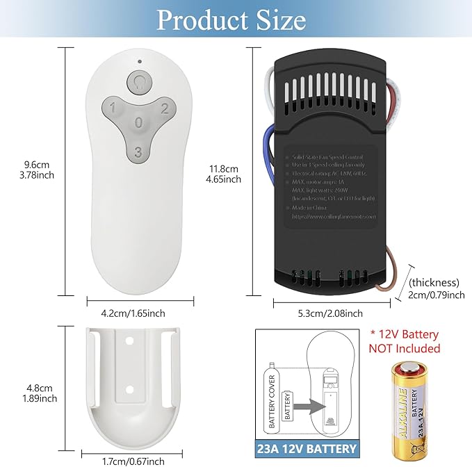 Ceiling Fan Remote Control Kit for Harbor Breeze KUJCE10311 KUJCE10712 TR214B - Image 6