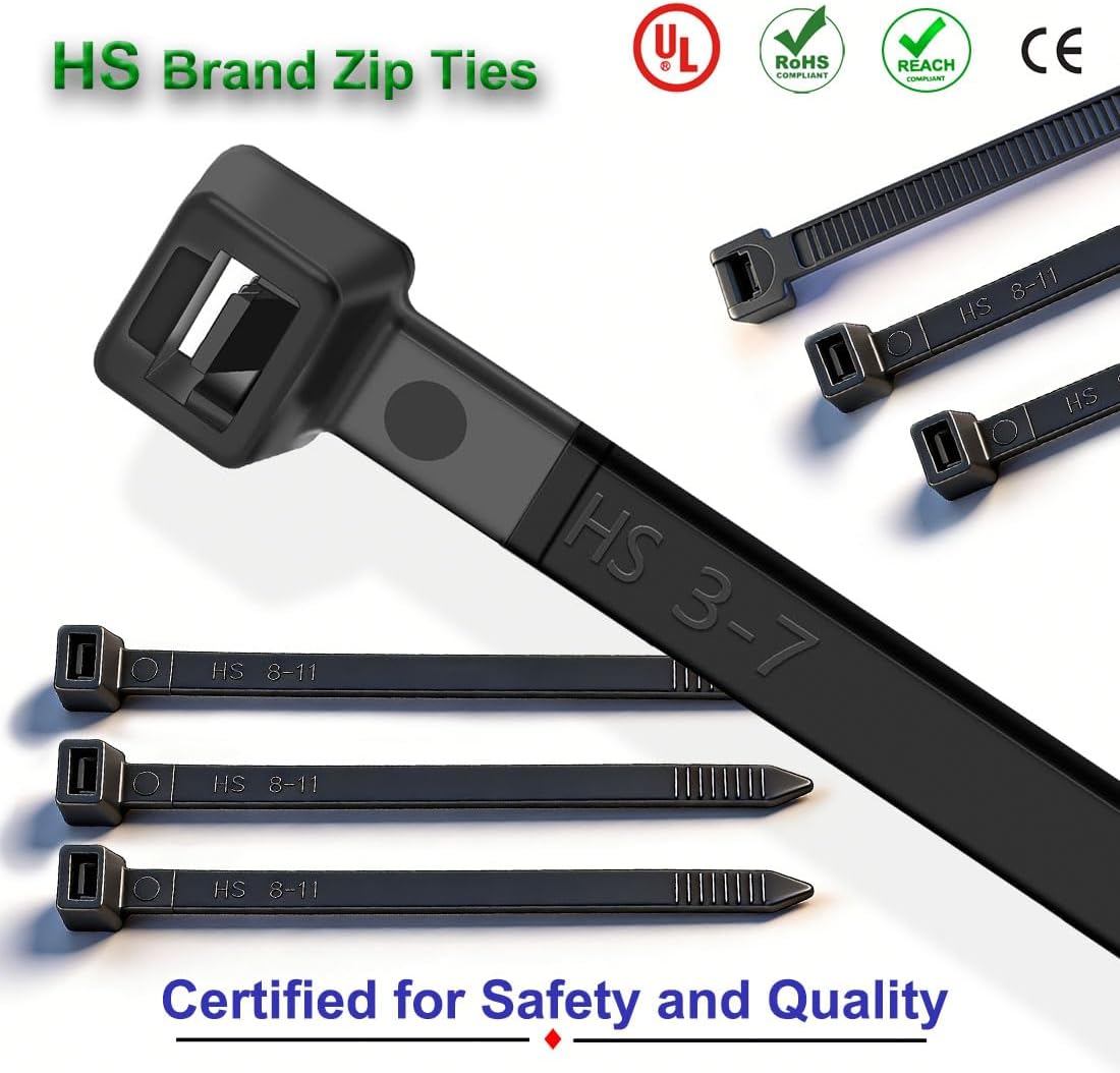 HS 0.5 Inch Wide Super Strong Zip Ties Heavy Duty 22 Inch (20 Pack),400 LBS Tensile Strength Long Cable Zipties,Large Adjustable Nylon Wire Tie Straps UV Resistant Black for Industrial Indoor Outdoor
