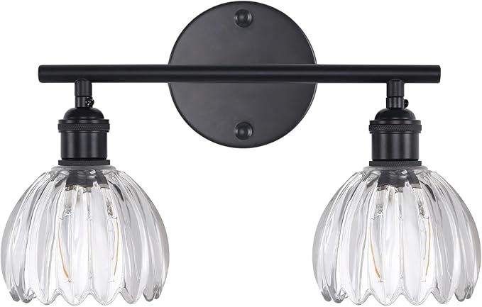 Shenmoyl Bathroom Light Fixtures, 2-Light Black Vanity Wall Light Over Mirror by Shenmoyl