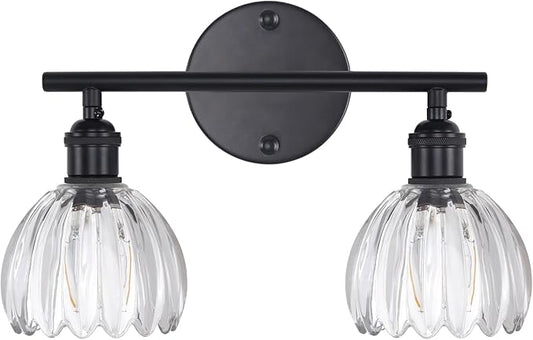 Shenmoyl Bathroom Light Fixtures, 2-Light Black Vanity Wall Light Over Mirror by Shenmoyl