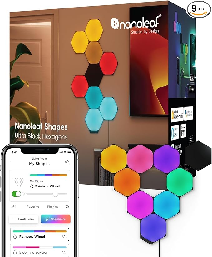 Nanoleaf Shapes LED Wall Lights, RGBW Smart Wall Panels by NANOLEAF