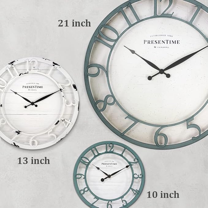Presentime & Co 21" Farmhouse Series Wall Clock, Vintage Style, Retro Clock - Image 5