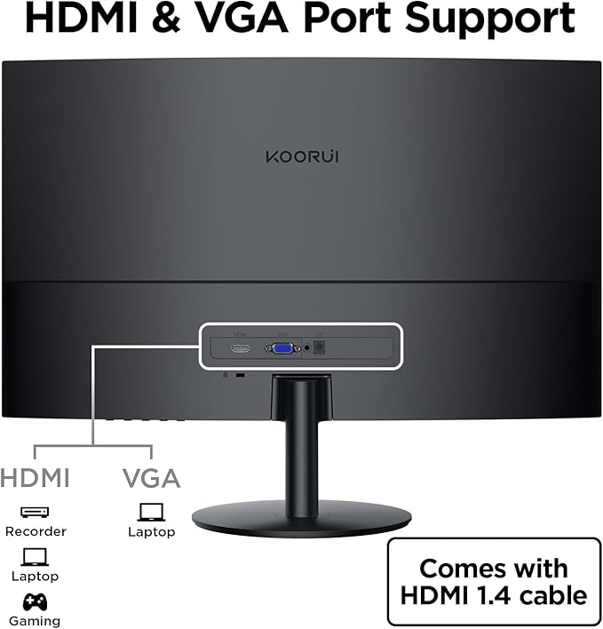 KOORUI 27 Inch Curved Monitor FHD 1080P 144Hz Gaming Office Computer Monitors - Image 6
