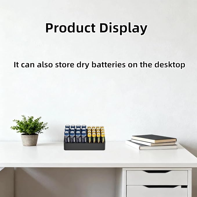 RUDDLIN Battery Storage Organizer Battery Storage Box Black Fits 16 AAA & 12 AA - Image 5