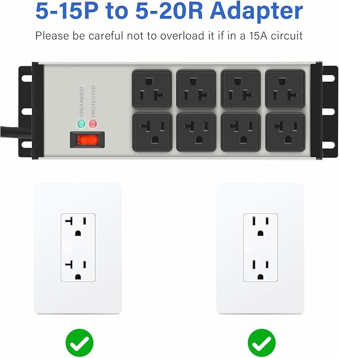 CCCEI Magnetic Heavy Duty Power Strip Surge Protector 20Amp, 12 Gauge High Amp - Image 5