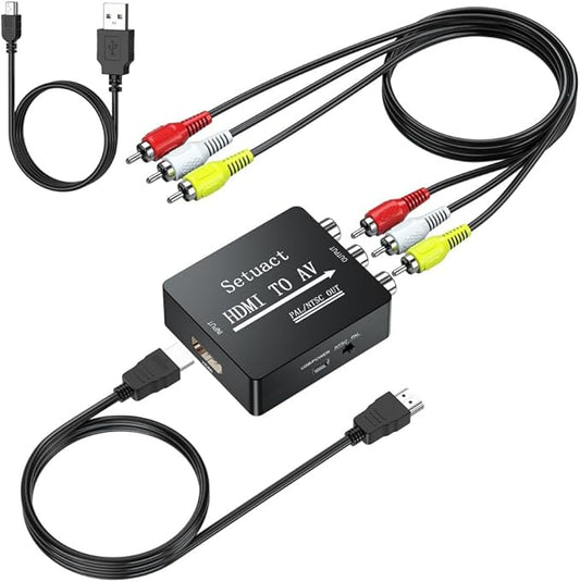 Setuact HDMI to AV Converter, HDMI to RCA Converter, Supports PAL/NTSC by Setuact