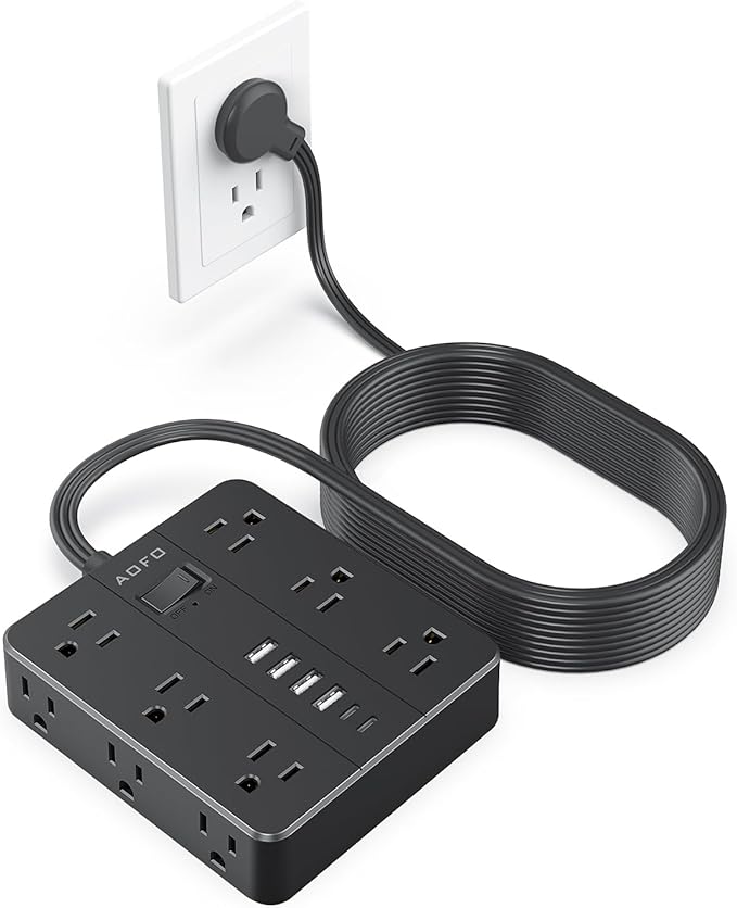 AOFO 25FT Surge Protector Power Strip, 12 AC Outlets by AOFO