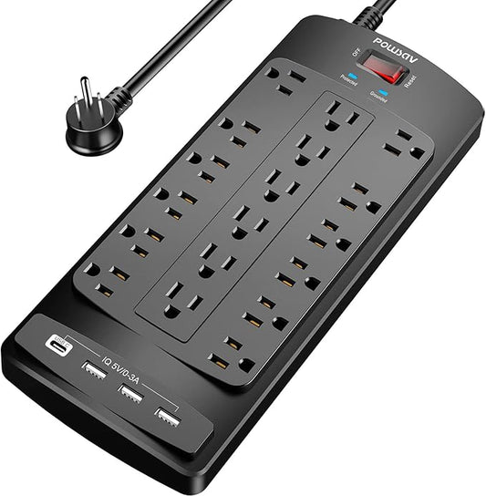 18 Outlets Surge Protector Power Strip by POWSAV