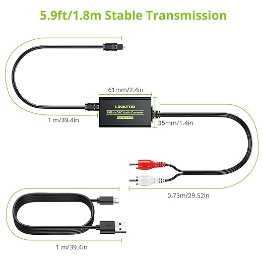 LiNKFOR 192kHz DAC Converter Digital to Analog Converter Digital Optical SPDIF - Image 7