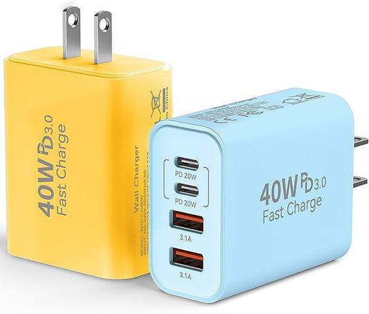 USB C Wall Fast Charger Block, 40W 4-Port Type C Chargers Fast Charging Blocks by Duloch