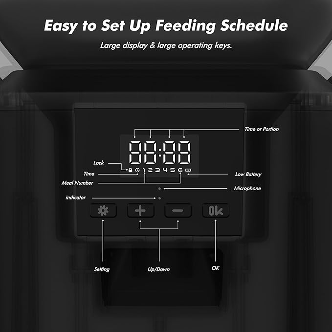 Automatic Cat Feeder for 2 Cats - 8L/34 Cups Large Capacity Auto Food Dispenser - Image 8