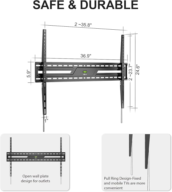 WALI Heavy Duty TV Wall Mount for 43-120 Inch Flat Curved TVs up to 165 lbs - Image 8