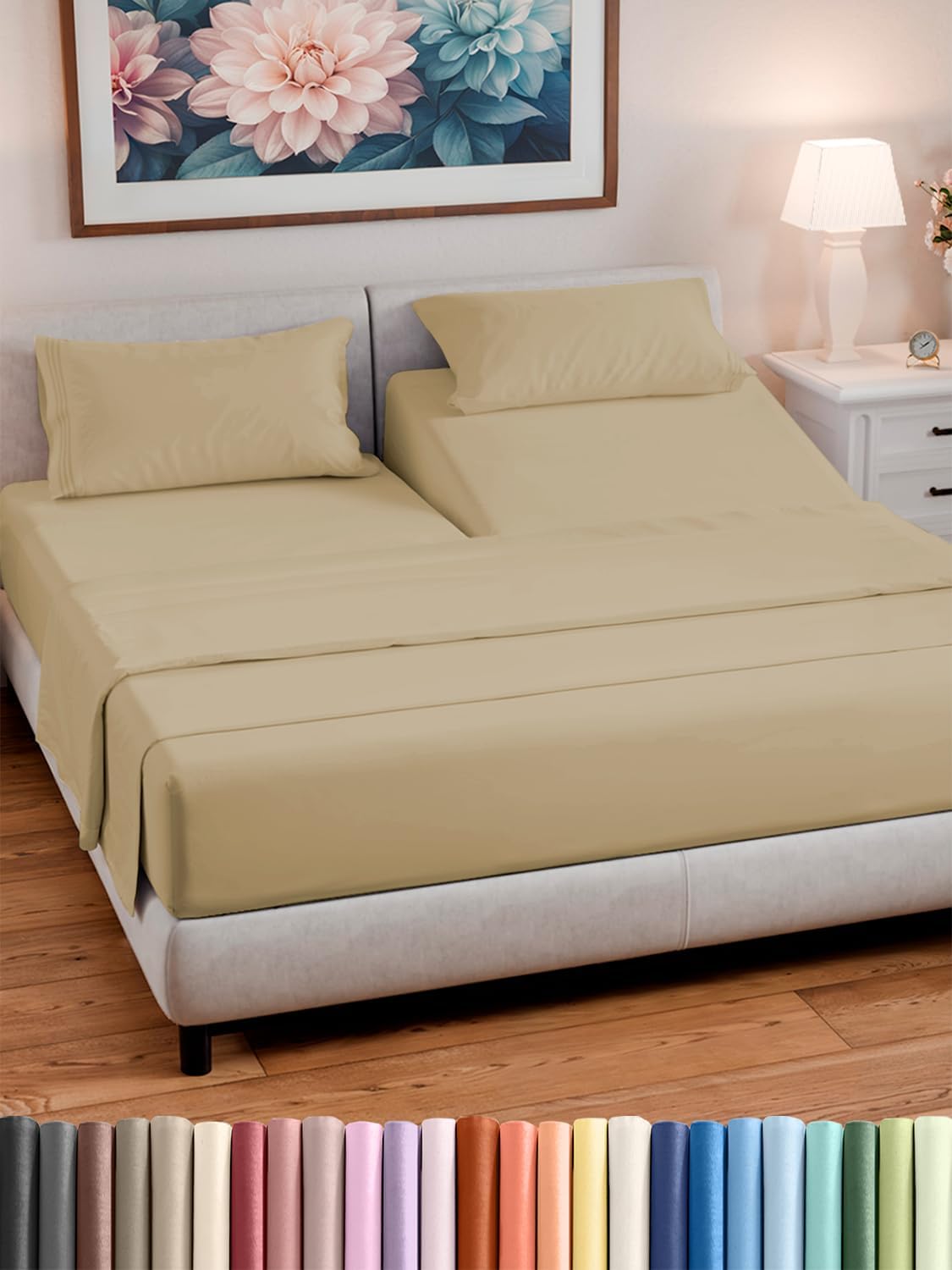 Split Head King Sheet Set – 4 Piece Flex Split Top King Sheets