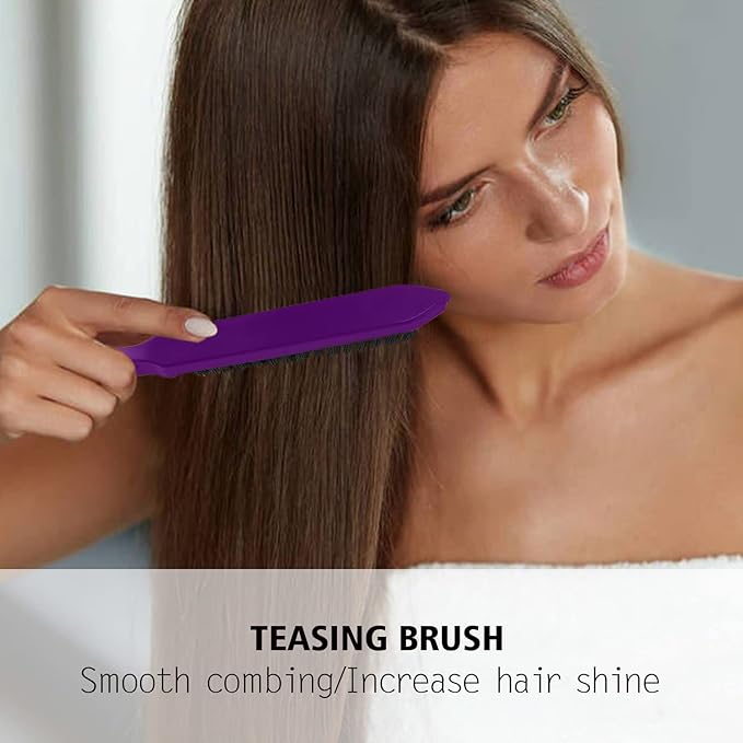 3 Pieces Hair Styling Comb Set Teasing Brush Rat Tail Comb Edge Brush - Image 9