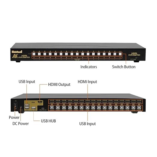 JideTech HDMI USB KVM Switch 16 Port Up to 4K@30Hz Resolution - Image 2