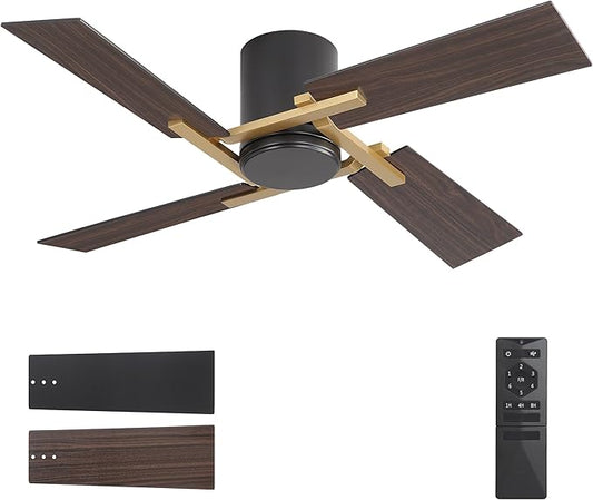 WINGBO 48 Inch Flush Mount Ceiling Fan without Light by HomePage