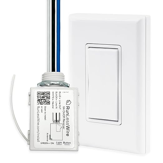 RunLessWire Single Pole Battery-Free DIY Wireless Light Switch Kit 150ft RF by RunLessWire