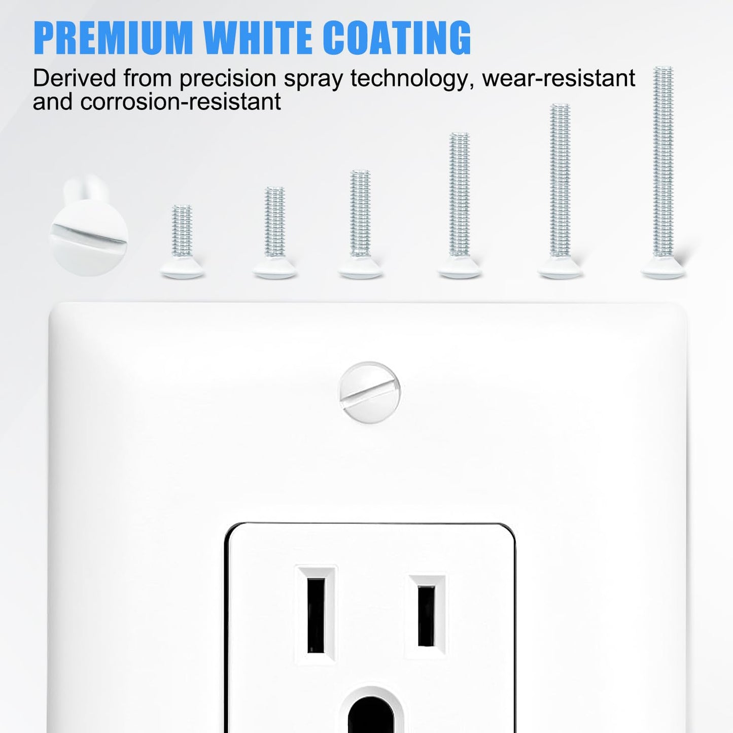 130 Pack White Outlet Screws 6-32 Thread, Wall Plate Screws for Electrical Cover Panel and Switch Plate, Includes Long Outlet Screws in 6 Sizes (3/8", 9/16", 3/4", 1", 1/2", 1-1/4") (White)