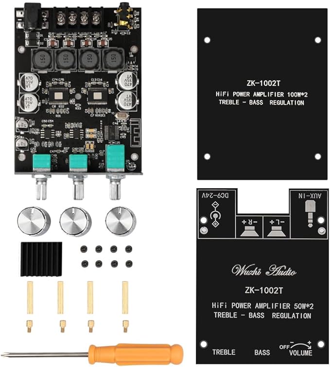 ZK-1002T Bluetooth Amplifier Board 2.0CH 100W*2 Mini Audio AMP - Image 7