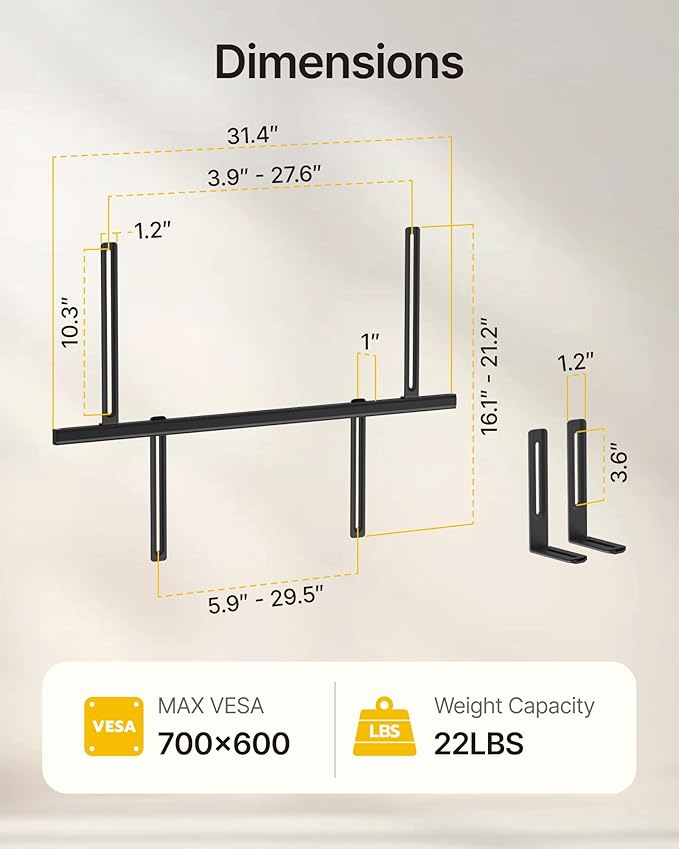 monTEK Soundbar Mount up to 22 lbs fits Sonos Arc/Arc Ultra/Beam/Ray/Playbar - Image 8