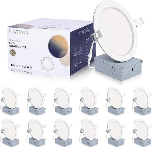 12 Pack 6 Inch Ultra-Thin LED Recessed Ceiling Light