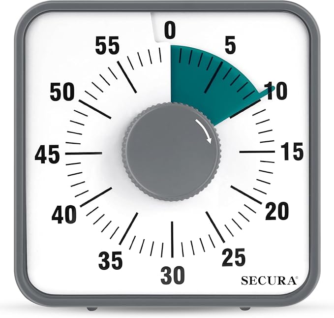 Secura 7.5 Inch Visual Timer, 60 Minute Visual Oversize Countdown Timer by Secura