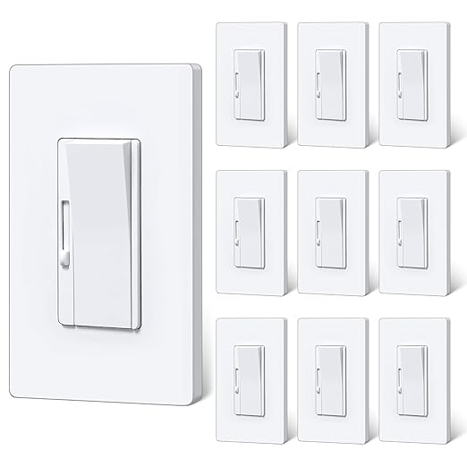 BESTTEN 10 Pack Super Slim Digital Dimmer Light Switch, Quiet Rocker, Max 300W by BESTTEN