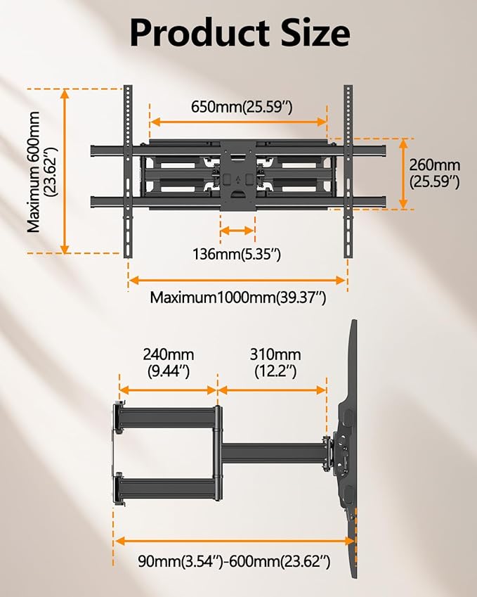 FORGING MOUNT Heavy Duty 60 to 120 inch XXXL Full Motion TV Wall Mount Max - Image 8