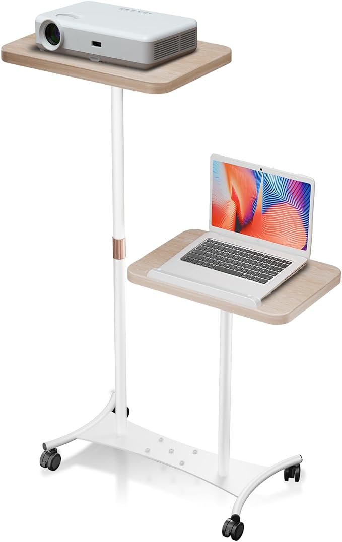 YUMFUN 2 Shelves Projector Stand, Mobile Laptop Cart on Wheels Projector Stand by YUMFUN