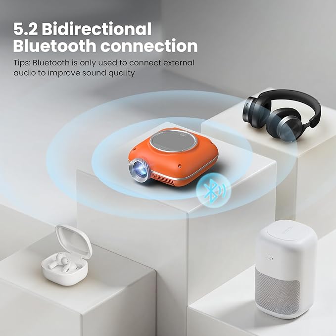 HOMPOW Mini Projector with Two -Way Bluetooth, Portable Projector - Image 4